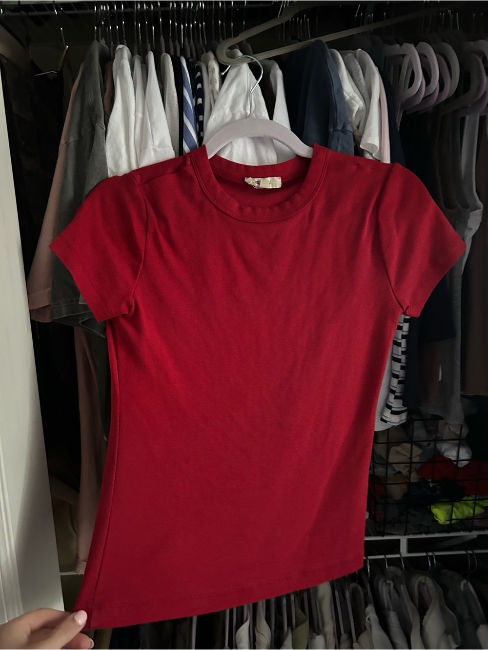 Madewell Red Crewneck Short Sleeve Tee